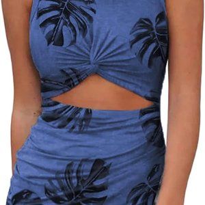NWOT Tropical Leaf Print Dress S